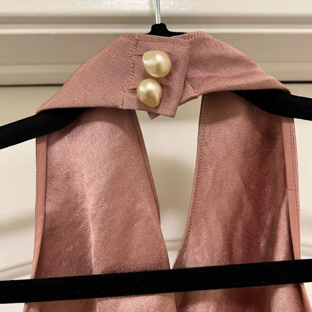 NWOT Vince Halterneck Maxi Dress with Pearl Closure and Open Back - Picture 13 of 15